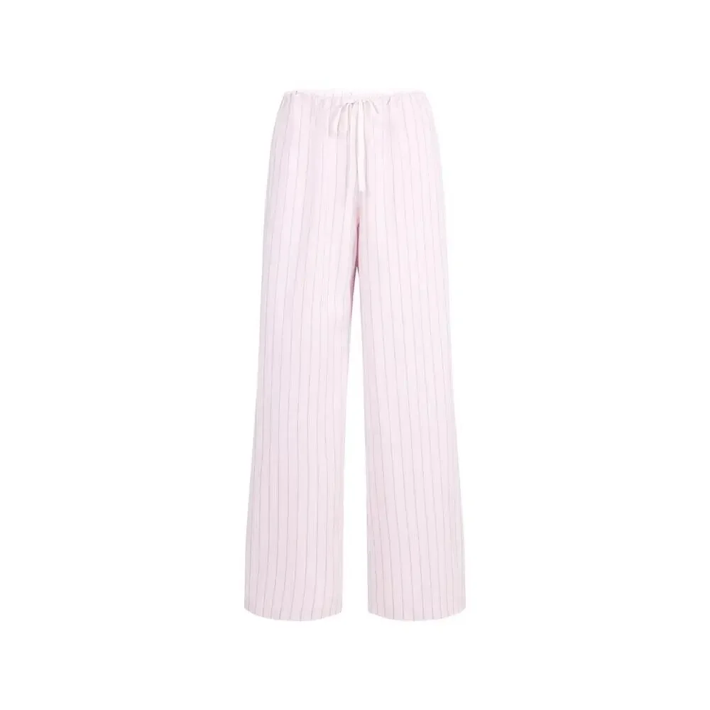 SKIMS COTTON POPLIN STRAIGHT LEG PANT | LIMITED EDITIONPALE PINK PENCIL STRIPE - Picture 5 of 10